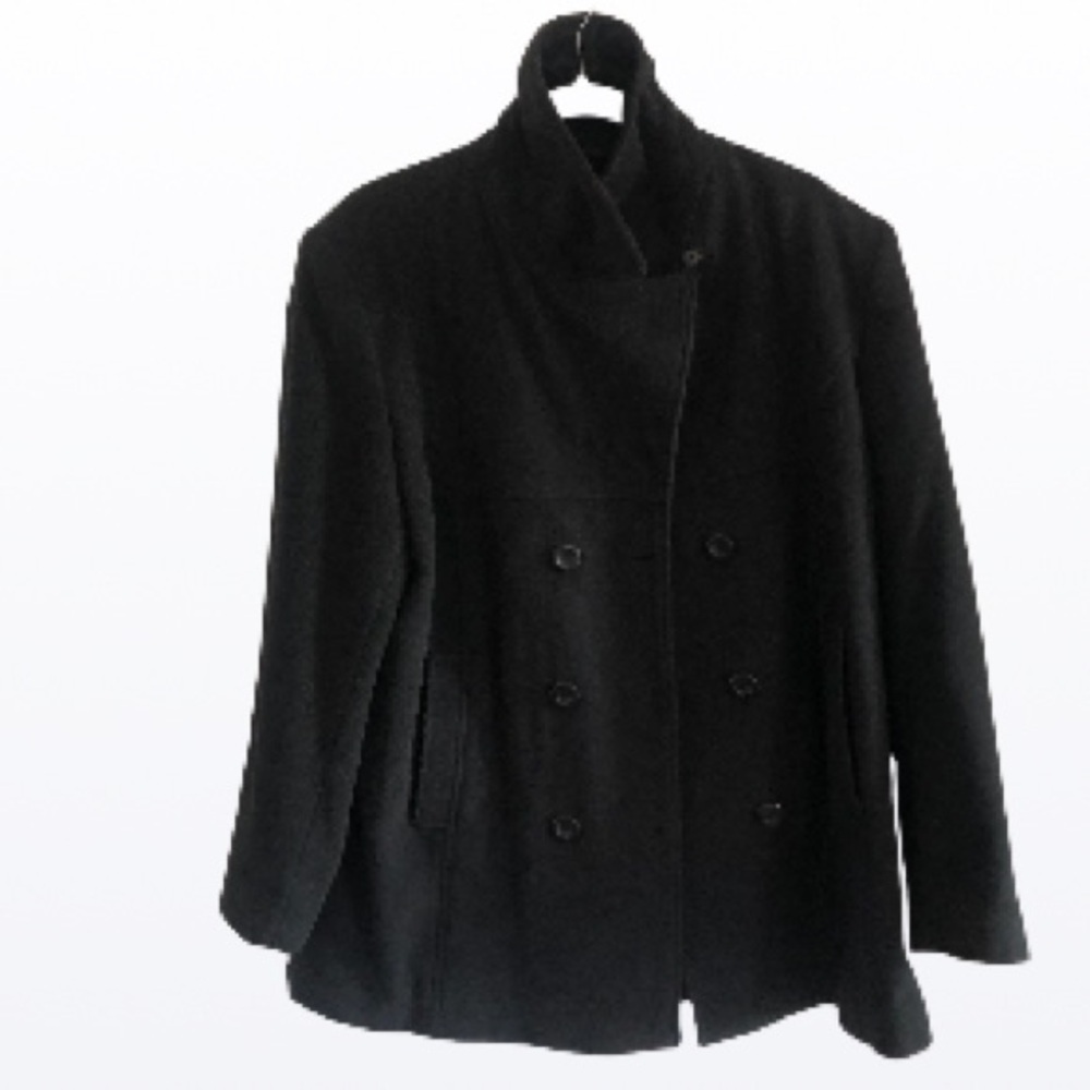 Wool Cashmere Blend Black  Size Large Pea Coat